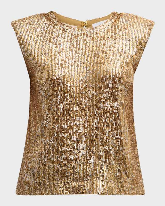 Italian Fluid Sequined Sleeveless Top