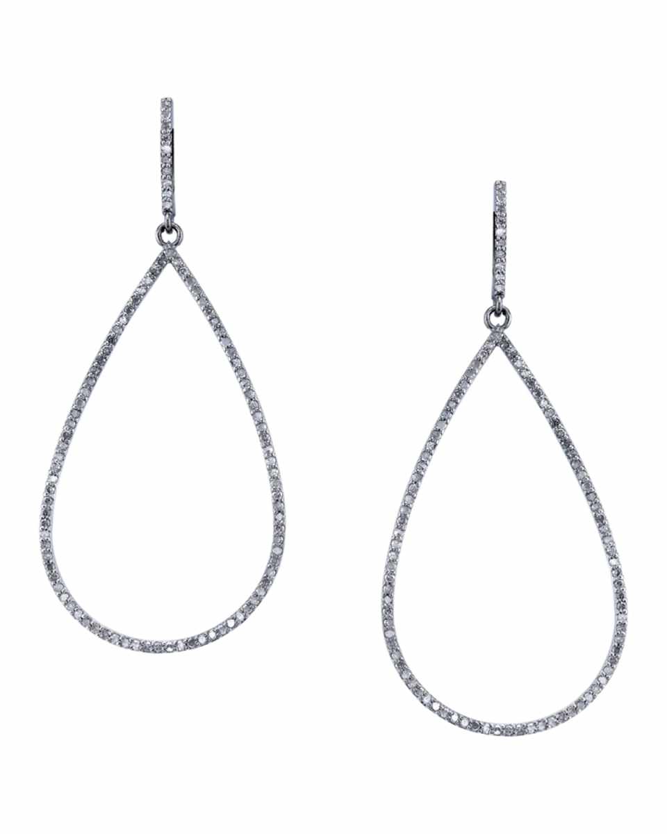 Open Pave Diamond Teardrop Earrings