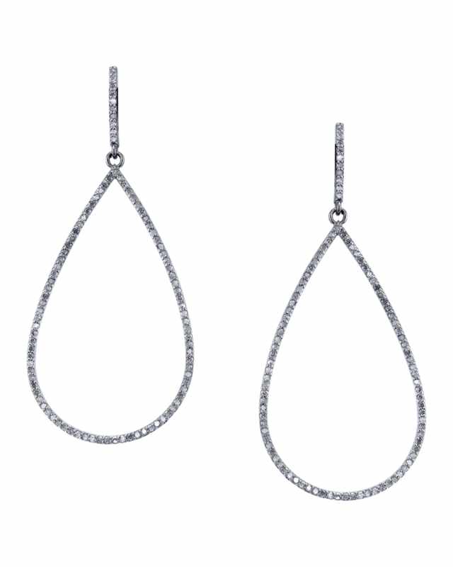 Open Pave Diamond Teardrop Earrings