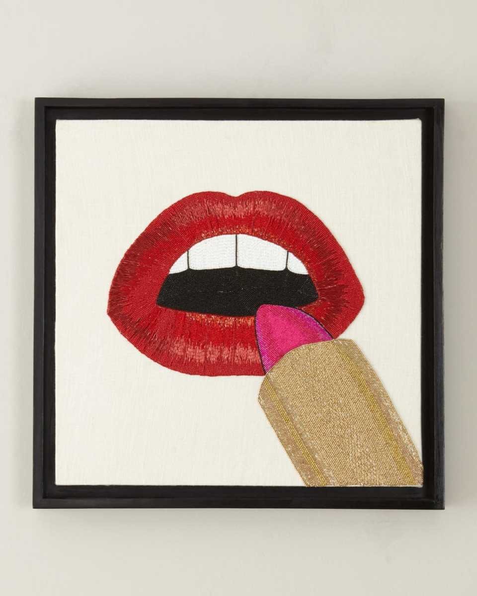 Lipstick Beaded Wall Art