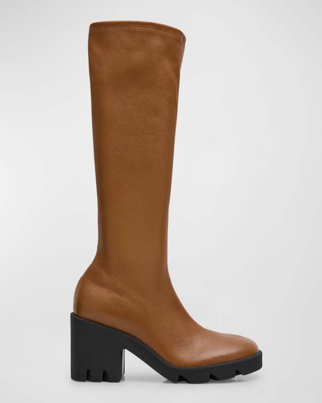 Stride Leather Lug-Sole Tall Boots