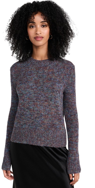 Vince Multicolor Marl Crew Neck Pullover RUST/TEAL STONE COMBO
