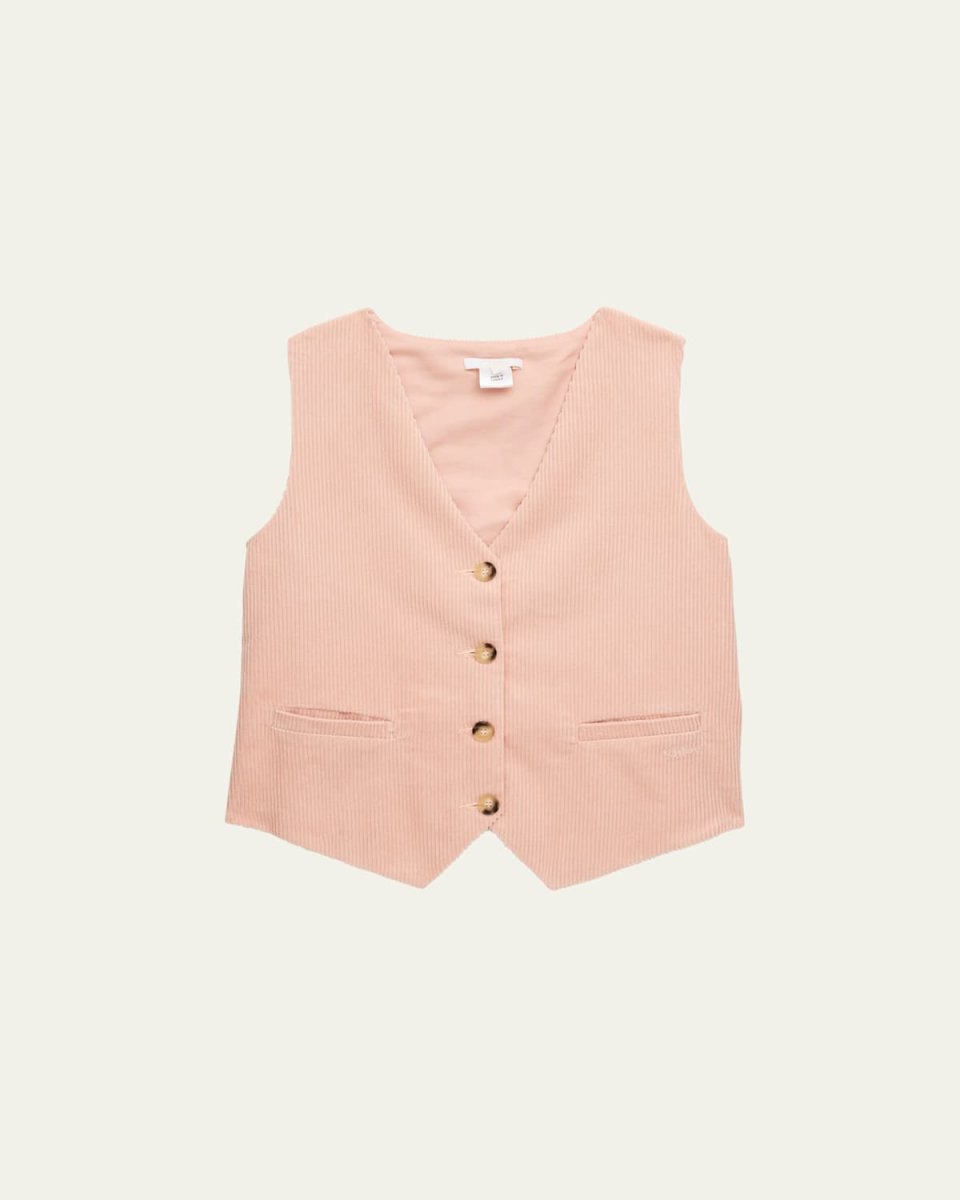 Girl's Ribbed Velvet Vest, Size 8-14