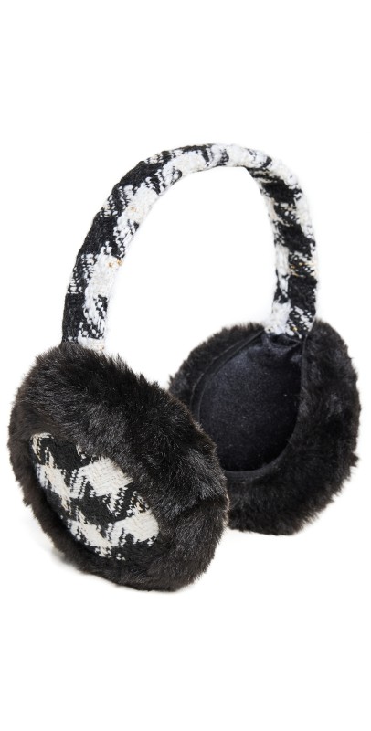Jocelyn Tweed Earmuffs with Faux Fur Black/Ivory