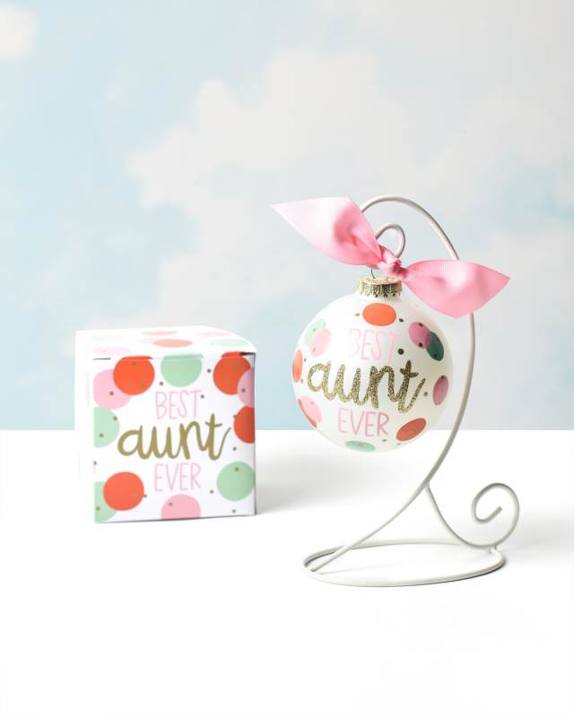 Best Aunt Ever Personalized Glass Ornament with Stand