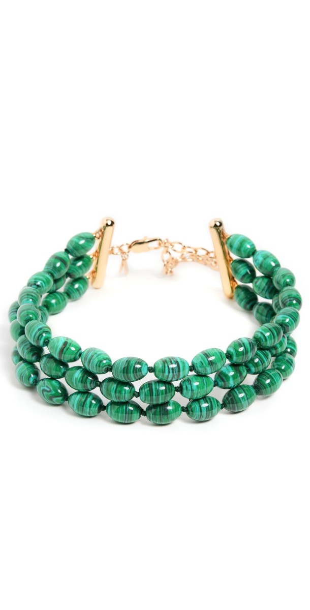Lele Sadoughi Triple Row Diana Choker Necklace Malachit