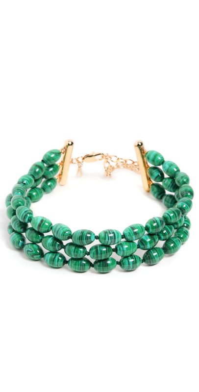 Lele Sadoughi Triple Row Diana Choker Necklace Malachit