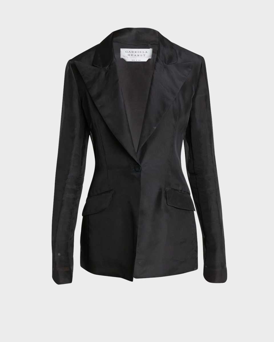 Leiva Slim Single-Breasted Silk Blazer Jacket