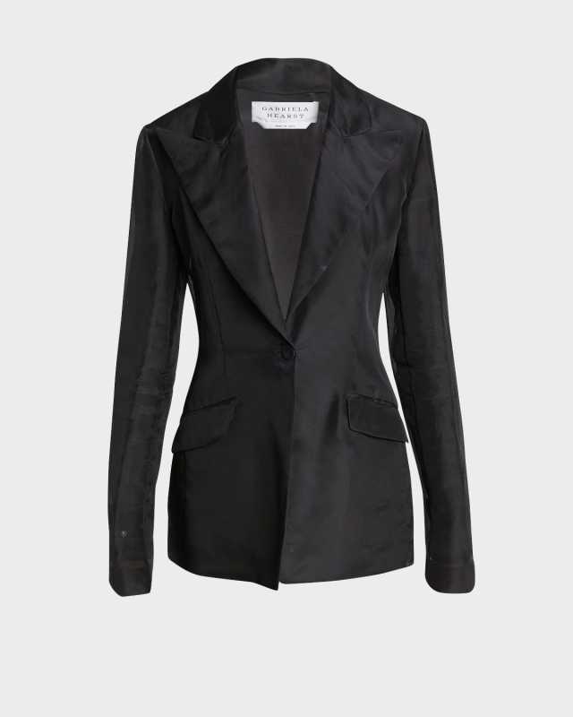 Leiva Slim Single-Breasted Silk Blazer Jacket