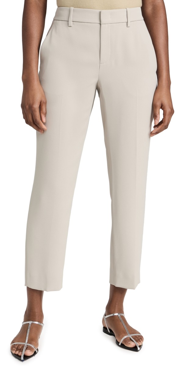 Vince Crepe Tailored Straight Leg Pants Sepia