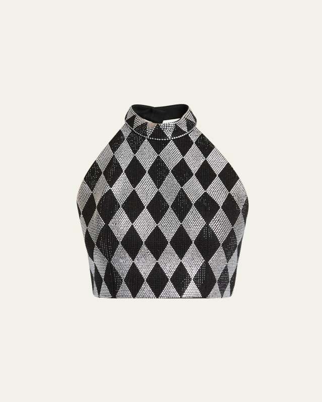 Diamond Print Crystal Embellished Top