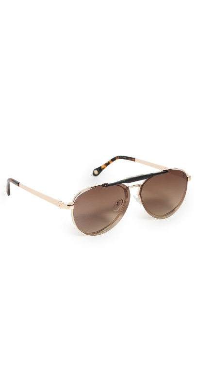Vontélle Dwayne Clip On Oversize Sunglasses Gold Metal/Chestnut