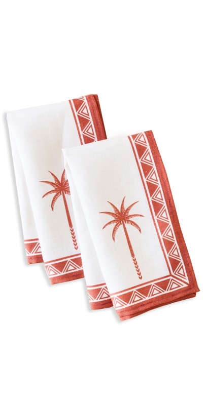 La DoubleJ Large Napkins Set of 2 Red and Whit