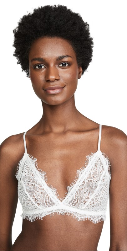 ANINE BING Lace Bra With Trim Ivory