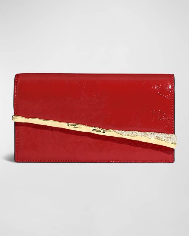 Golden Angular Convertible Leather Crossbody Bag