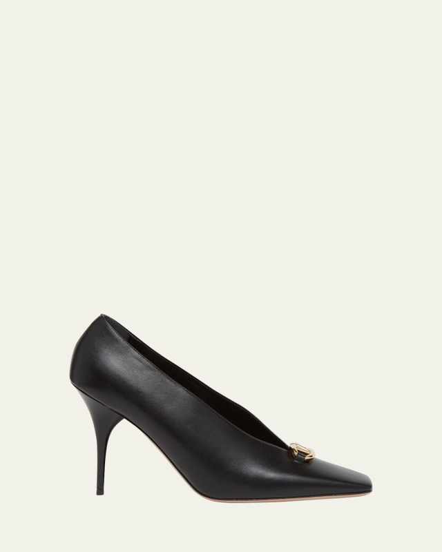VLogo Studio Leather Medallion Pumps