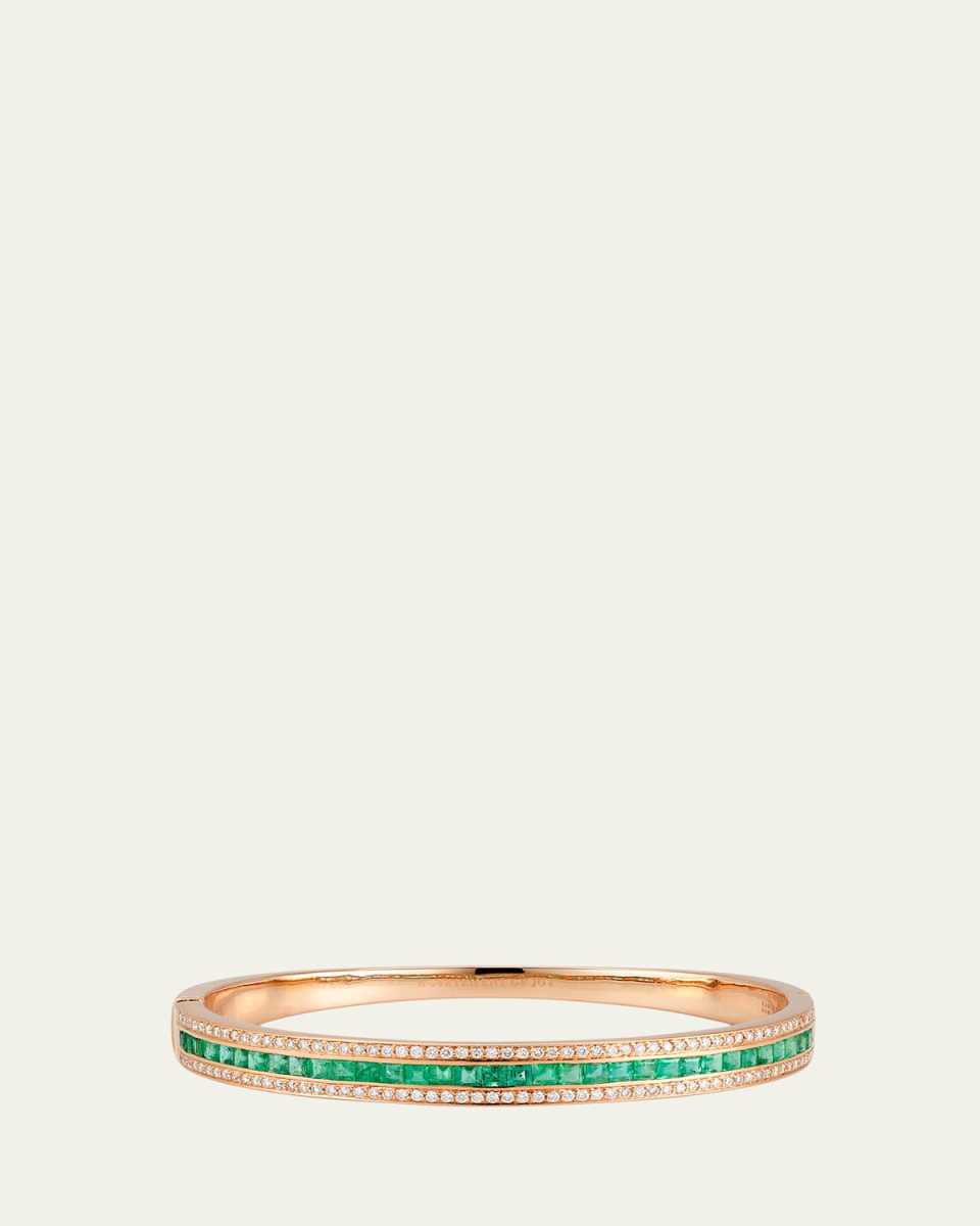 18K Rose Gold Emerald and Diamond Union Bracelet