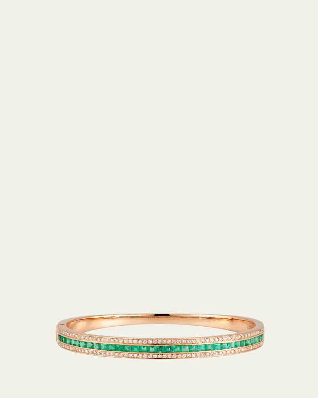 18K Rose Gold Emerald and Diamond Union Bracelet