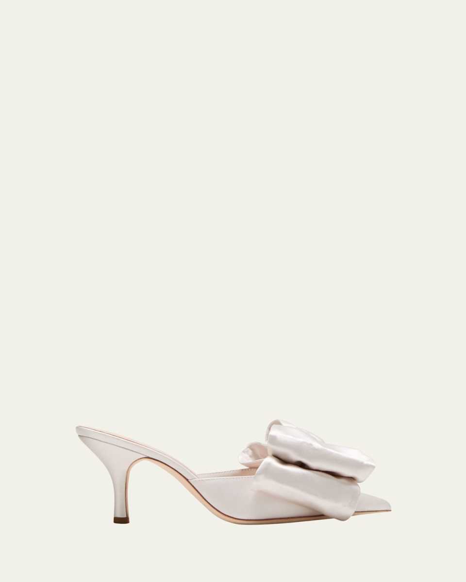 Margot Satin Bow Mule Pumps