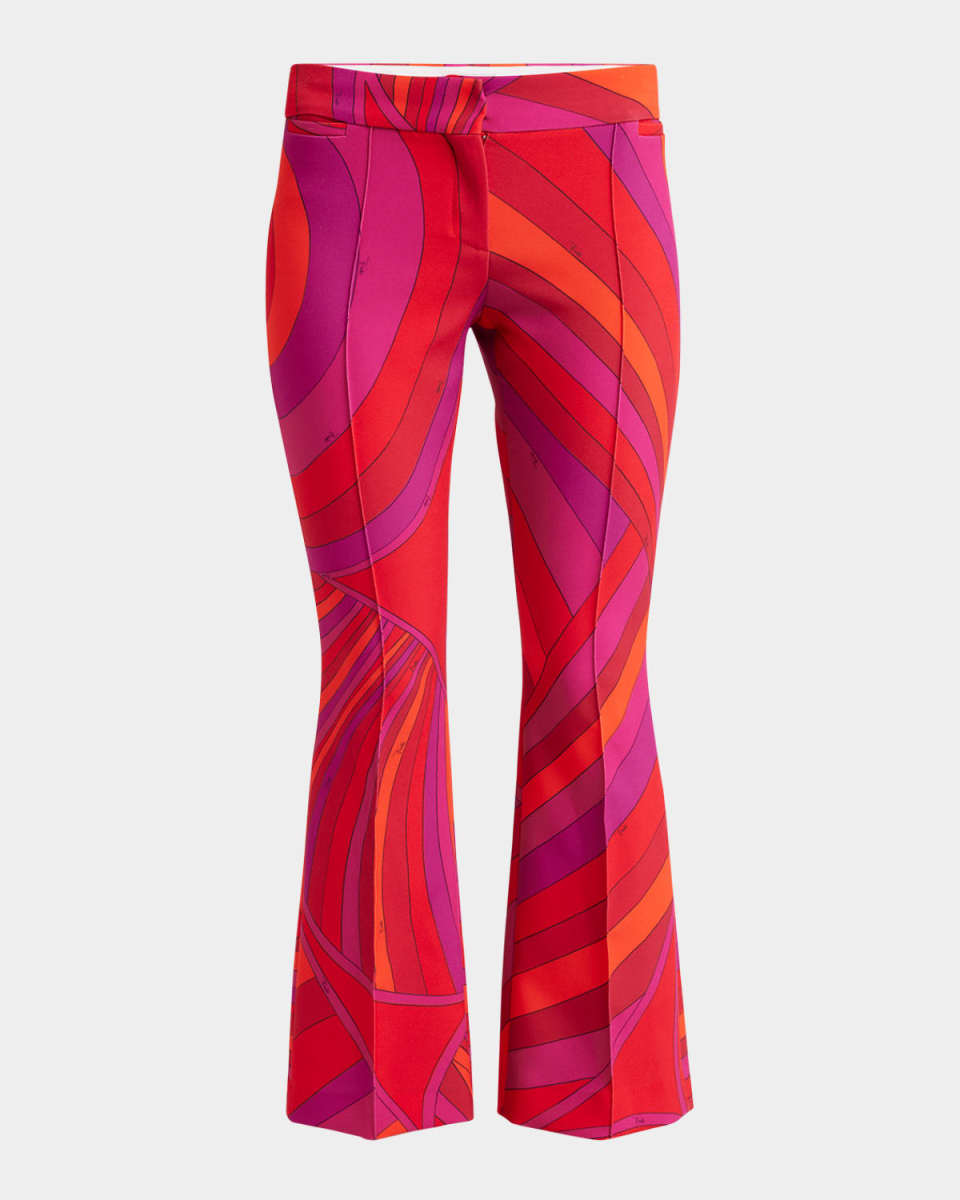 Abstract-Print Kickflare Ankle Trousers