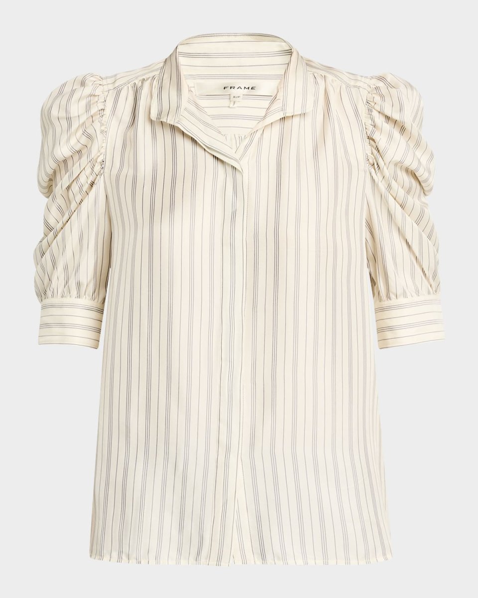 Gillian Stripe Puff-Sleeve Top