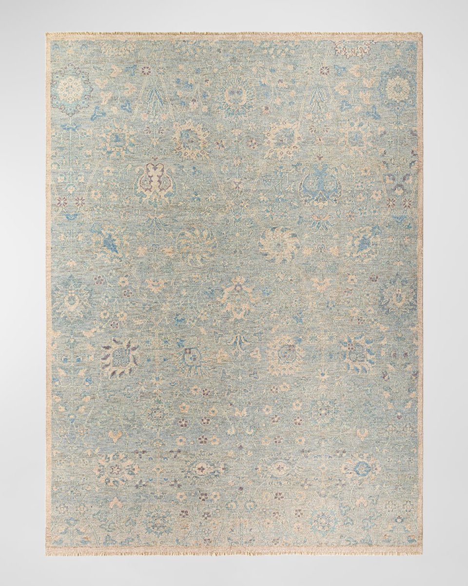 Cappadocia Blue Floral Hand-Knotted Rug, 9' x 13'