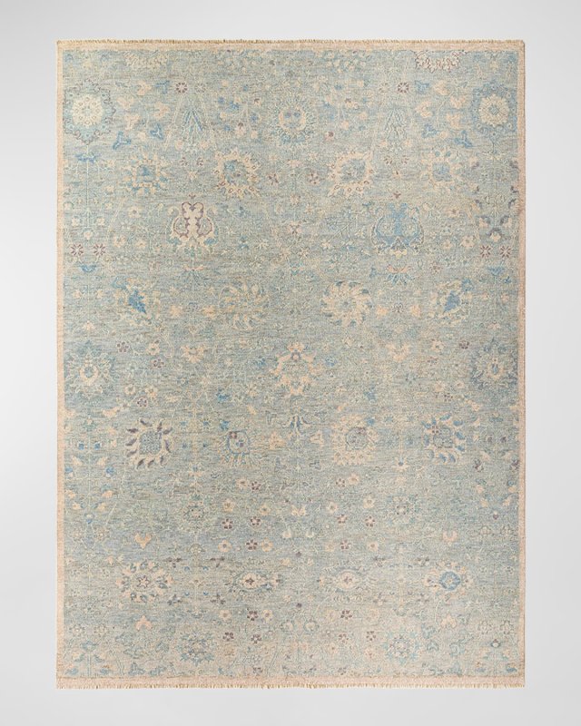 Cappadocia Blue Floral Hand-Knotted Rug, 9' x 13'