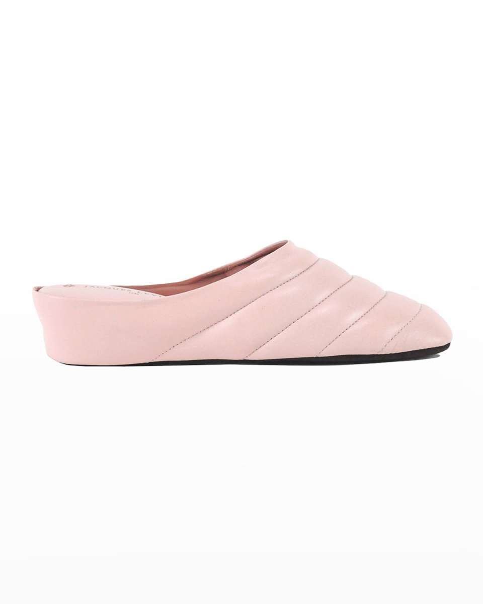 Quilted Leather Wedge Slippers