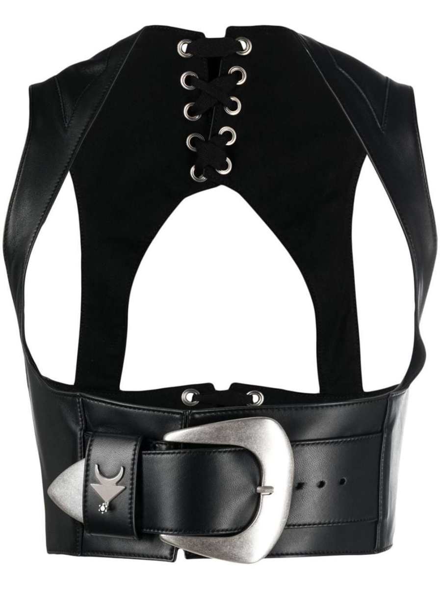 leather buckled top