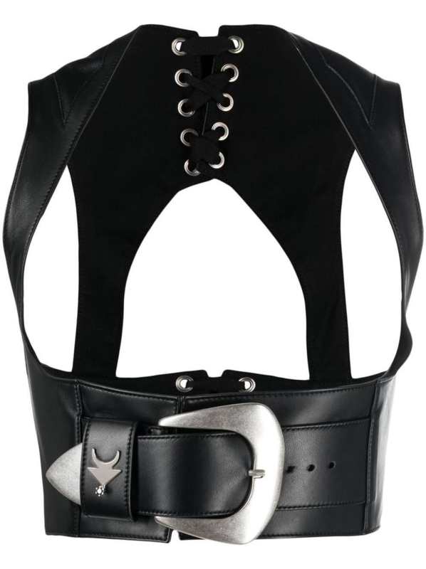 leather buckled top