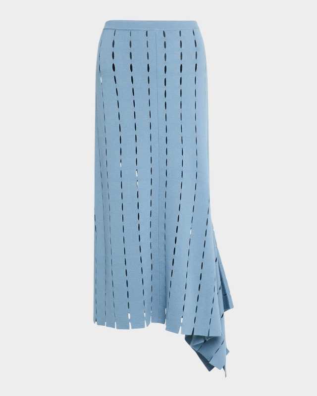 Ezel Open-Knit Asymmetric Pencil Maxi Skirt