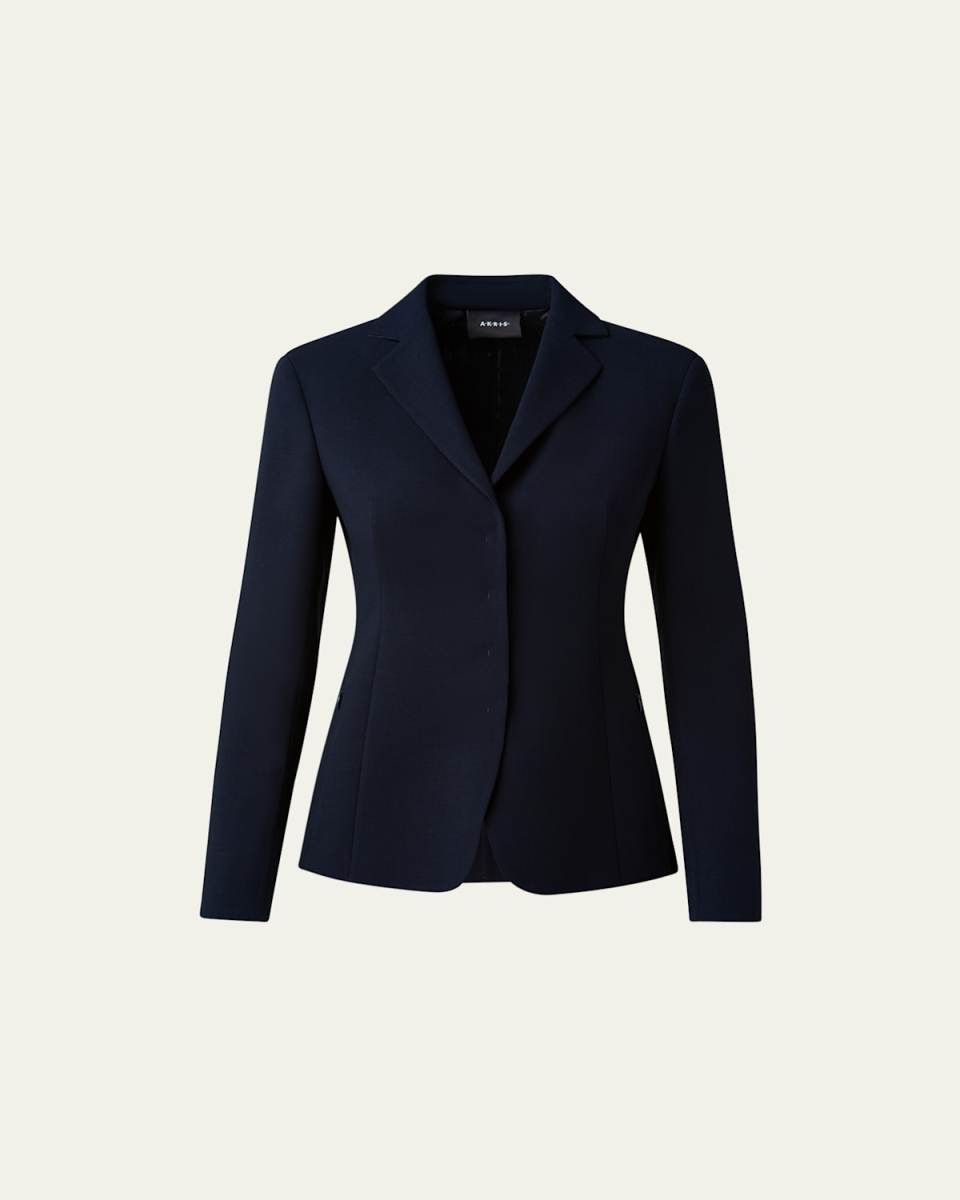 Leather-Collar Wool Jacket