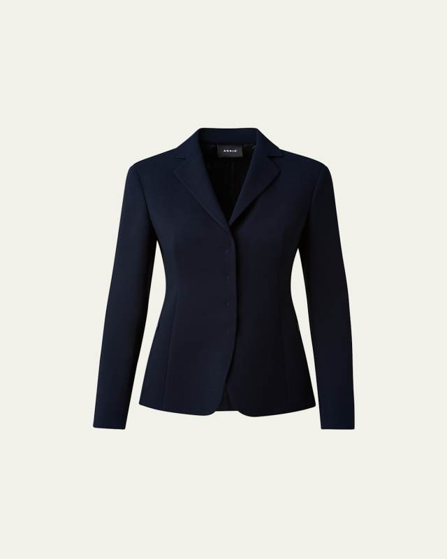 Leather-Collar Wool Jacket