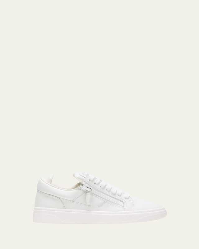 Leather Dual-Zip Tonal Sneakers