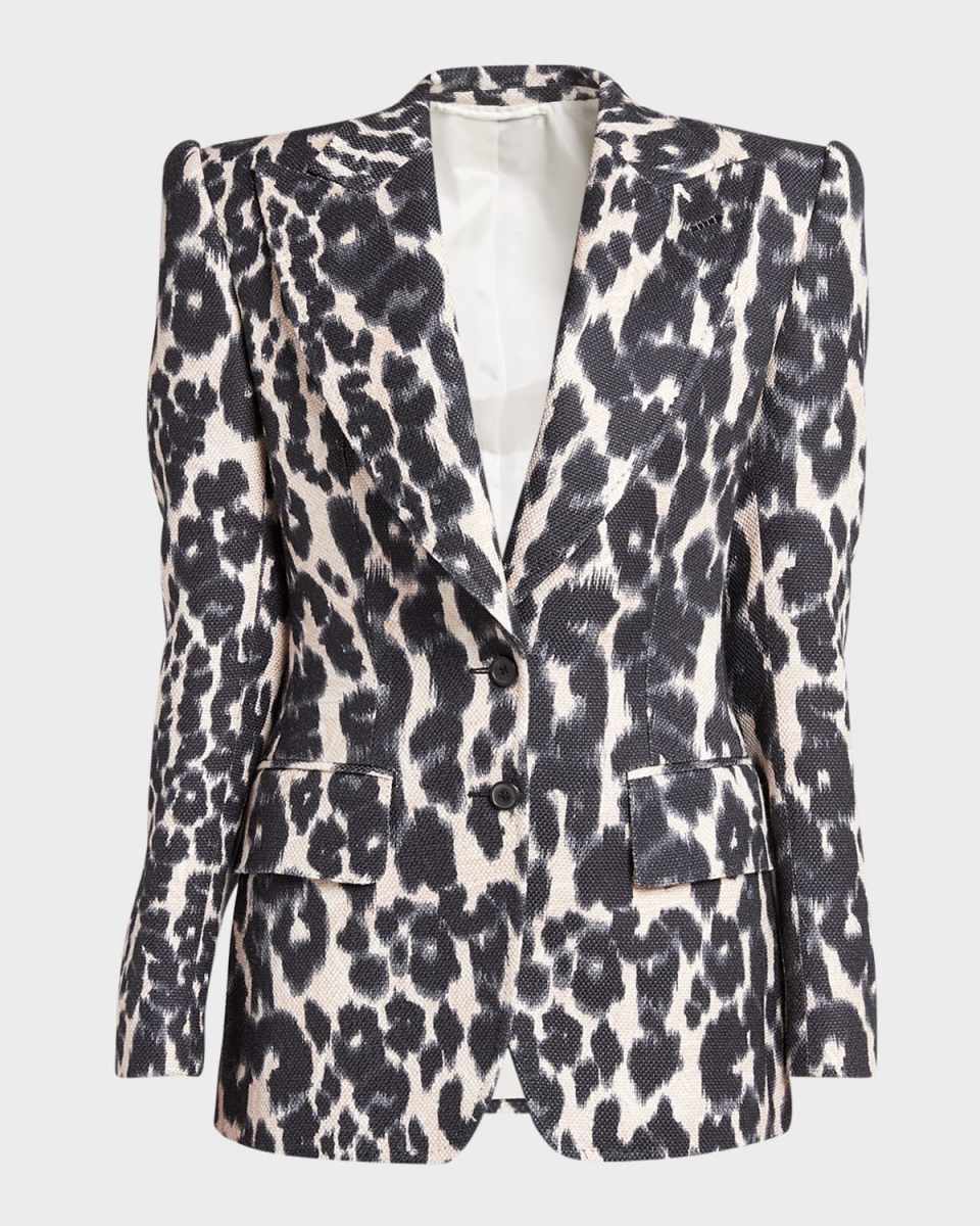 Leopard Print Sculpted Blazer Jacket