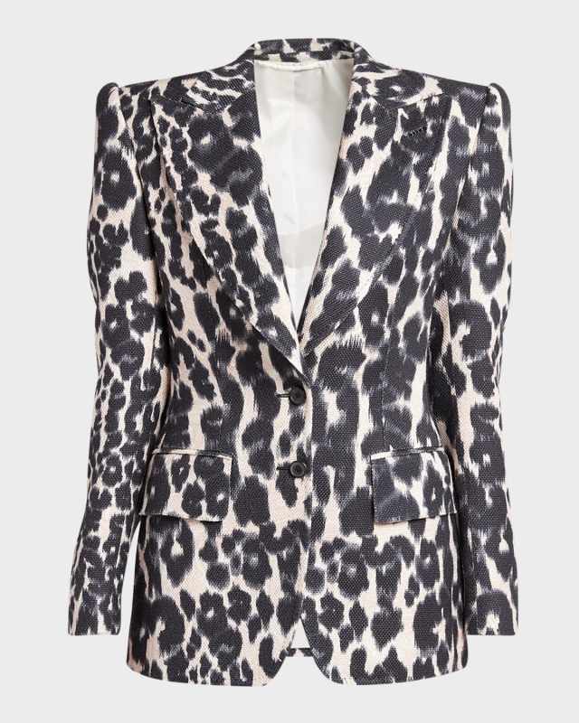 Leopard Print Sculpted Blazer Jacket