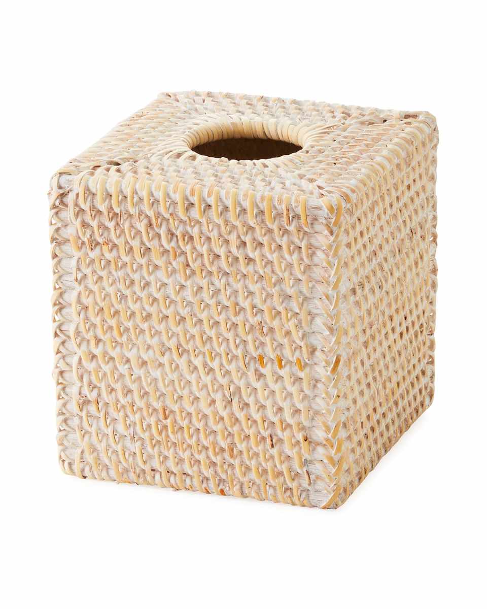 Dalton Whitewashed Rattan Tissue Box Cover