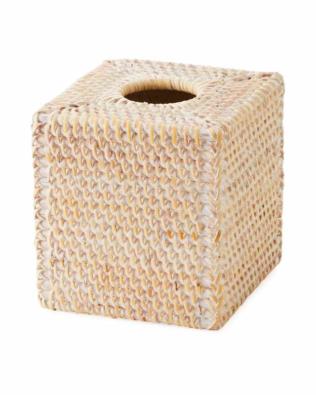 Dalton Whitewashed Rattan Tissue Box Cover