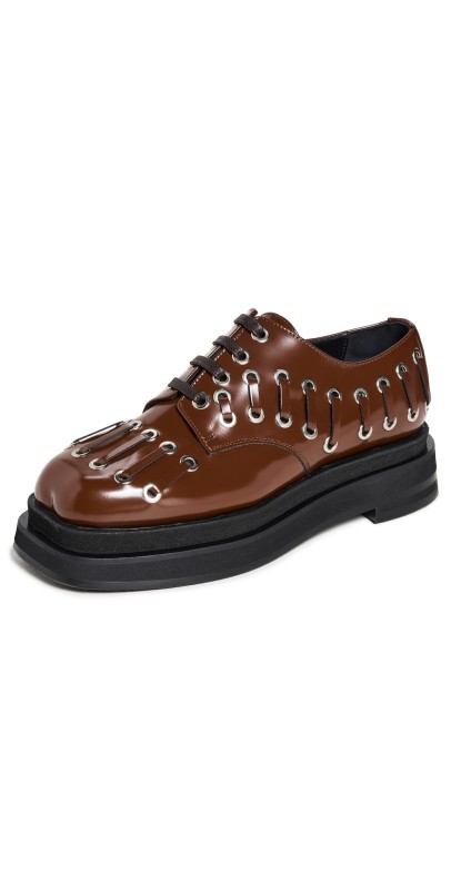 Simone Rocha Heart Toe Platform Grommet Brogues Shoes Brown