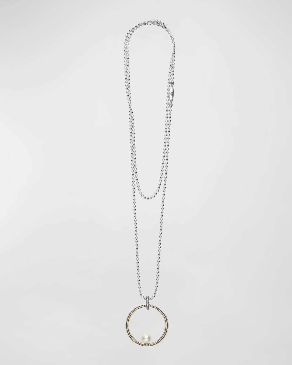 Luna Pearl 35mm Caviar Circle Pendant Necklace