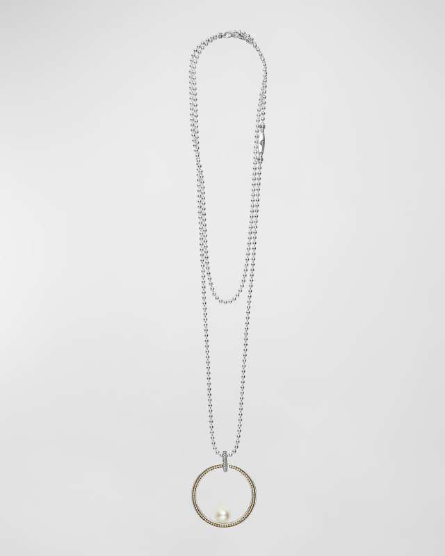 Luna Pearl 35mm Caviar Circle Pendant Necklace