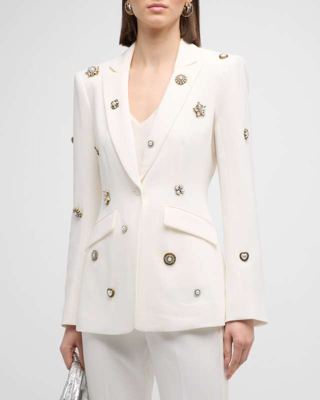 Cheyenne Golden Charm Embroidered Crepe Blazer