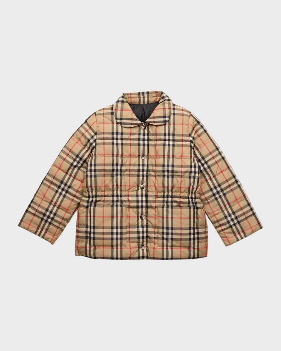 Girl's Oaklee Reversible Check-Print Jacket, Size 3-1