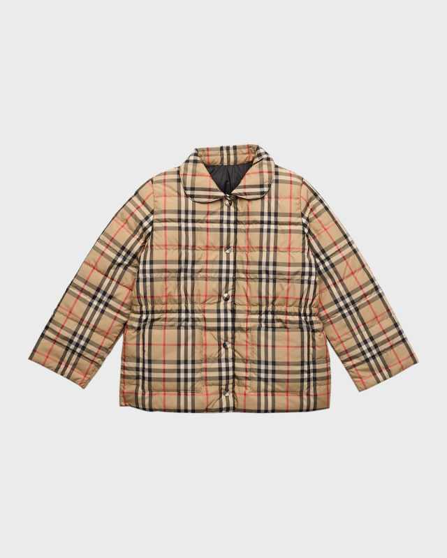 Girl's Oaklee Reversible Check-Print Jacket, Size 3-1