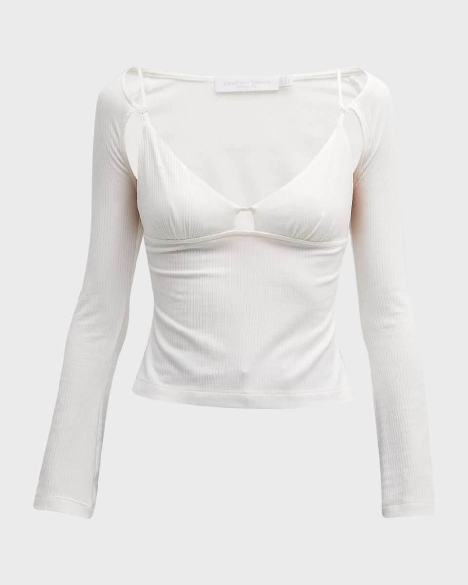 Dakota Shaping Rib Long-Sleeve Cutout Top
