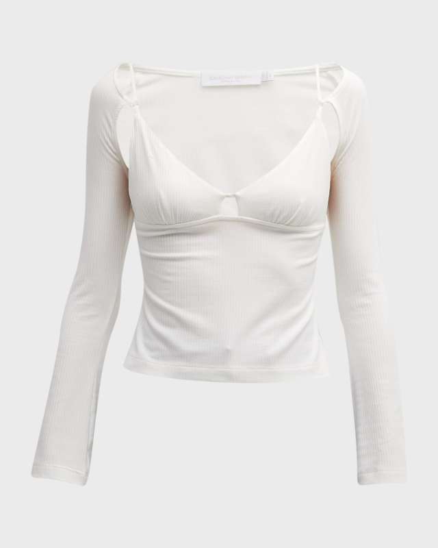 Dakota Shaping Rib Long-Sleeve Cutout Top