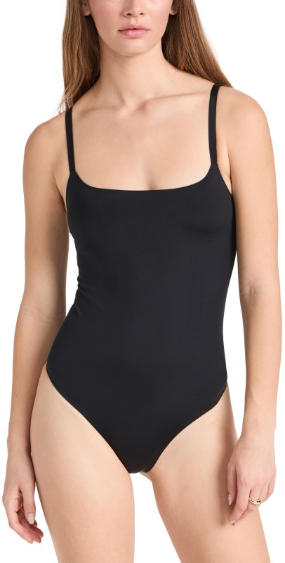 LIVELY The Sleek Thong Bodysuit Jet Black