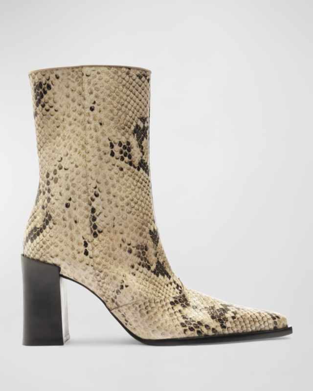Raffaela Snake-Embossed Ankle Booties