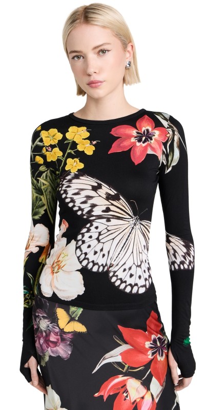 alice + olivia Delaina Long Sleeve Top Essential Floral