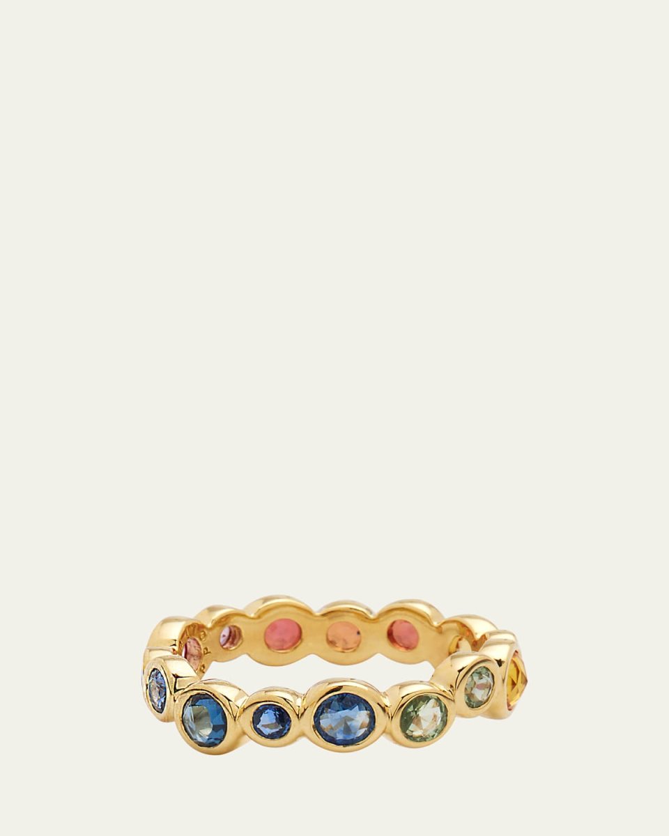 18K Stardust Superstar Eternity Ring in Rainbow Sapphires, Size